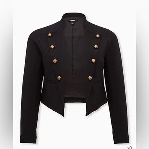 NWOT Torrid Size 1 (14/16) Military Jacket - Luxe Ponte Black